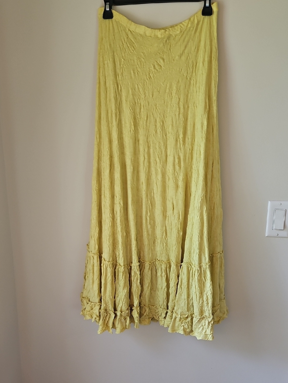 Lauren Vidal Yellow Maxi Skirt with Ruffle Tier
